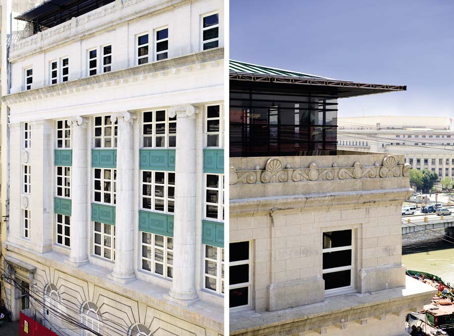 Juan Luna Building restoration by Augusto Villalon: Beaux-Arts facade and rooftop pavilion level
